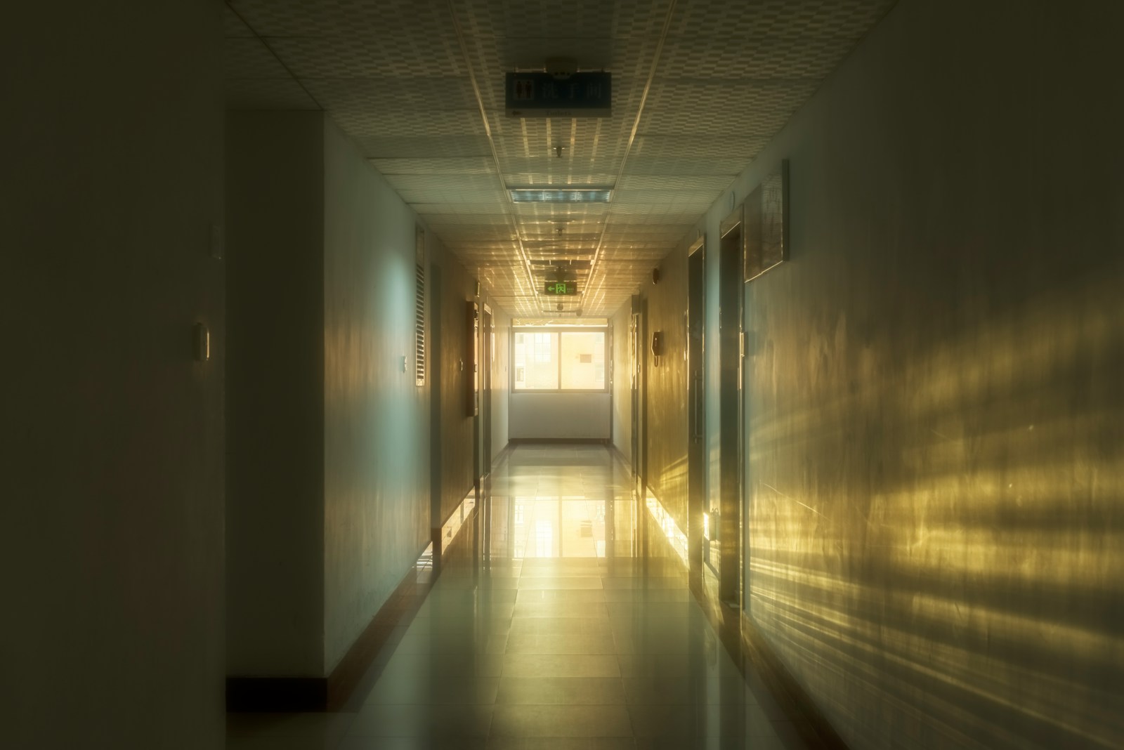 white hallway with white walls